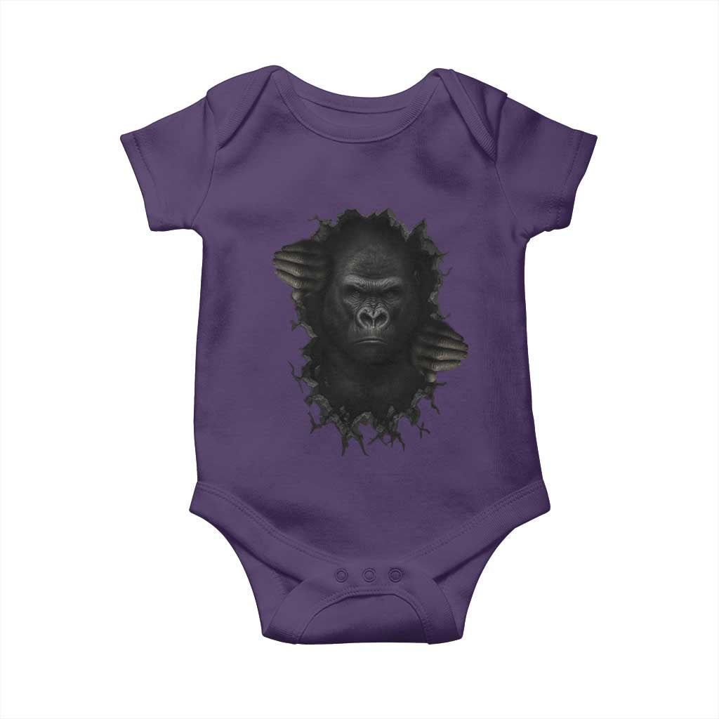 Angry Gorilla Face On Cracked Wall Baby Onesie Animal Lover Gift - Wonder Print Shop