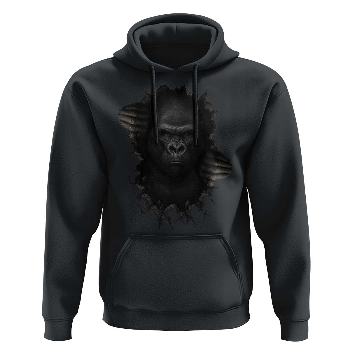 Angry Gorilla Face On Cracked Wall Hoodie Animal Lover Gift - Wonder Print Shop