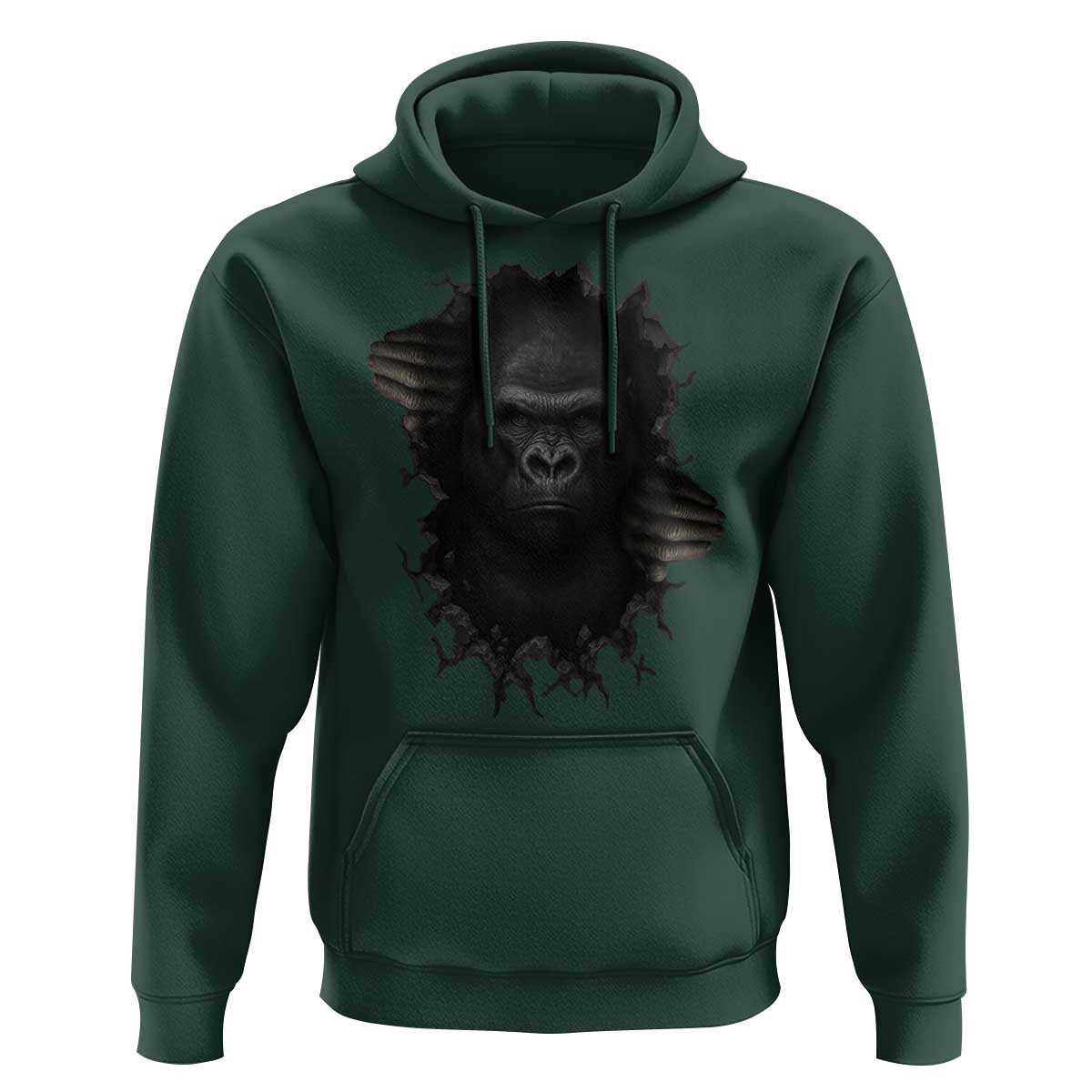 Angry Gorilla Face On Cracked Wall Hoodie Animal Lover Gift - Wonder Print Shop