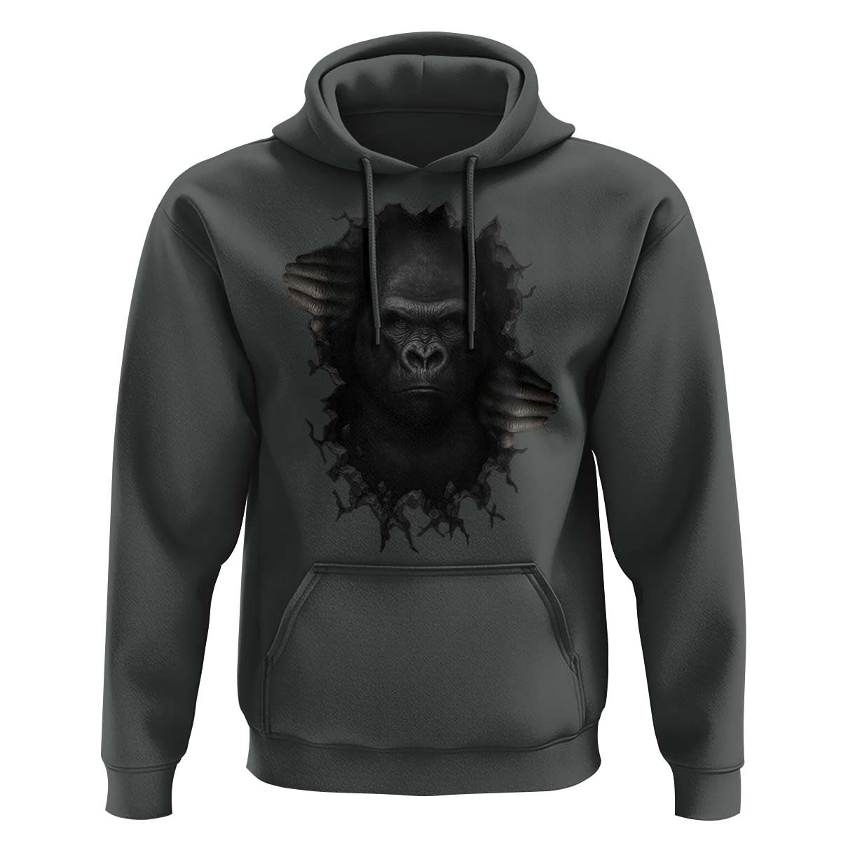 Angry Gorilla Face On Cracked Wall Hoodie Animal Lover Gift - Wonder Print Shop