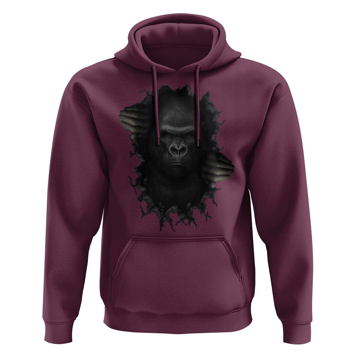 Angry Gorilla Face On Cracked Wall Hoodie Animal Lover Gift - Wonder Print Shop