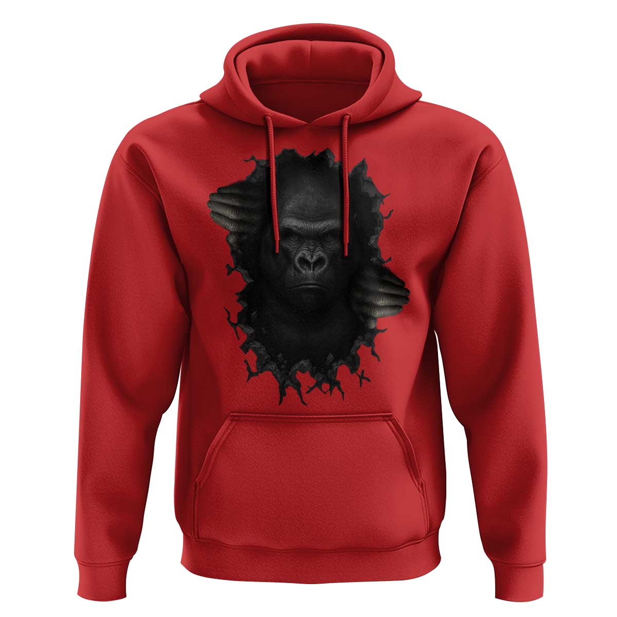 Angry Gorilla Face On Cracked Wall Hoodie Animal Lover Gift - Wonder Print Shop