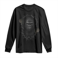 Angry Gorilla Face On Cracked Wall Long Sleeve Shirt Animal Lover Gift - Wonder Print Shop