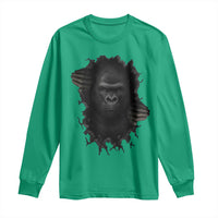 Angry Gorilla Face On Cracked Wall Long Sleeve Shirt Animal Lover Gift - Wonder Print Shop