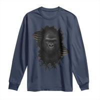 Angry Gorilla Face On Cracked Wall Long Sleeve Shirt Animal Lover Gift - Wonder Print Shop