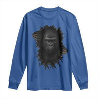 Angry Gorilla Face On Cracked Wall Long Sleeve Shirt Animal Lover Gift - Wonder Print Shop