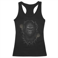 Angry Gorilla Face On Cracked Wall Racerback Tank Top Animal Lover Gift - Wonder Print Shop