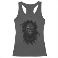 Angry Gorilla Face On Cracked Wall Racerback Tank Top Animal Lover Gift - Wonder Print Shop