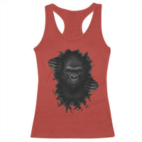 Angry Gorilla Face On Cracked Wall Racerback Tank Top Animal Lover Gift - Wonder Print Shop