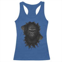 Angry Gorilla Face On Cracked Wall Racerback Tank Top Animal Lover Gift - Wonder Print Shop
