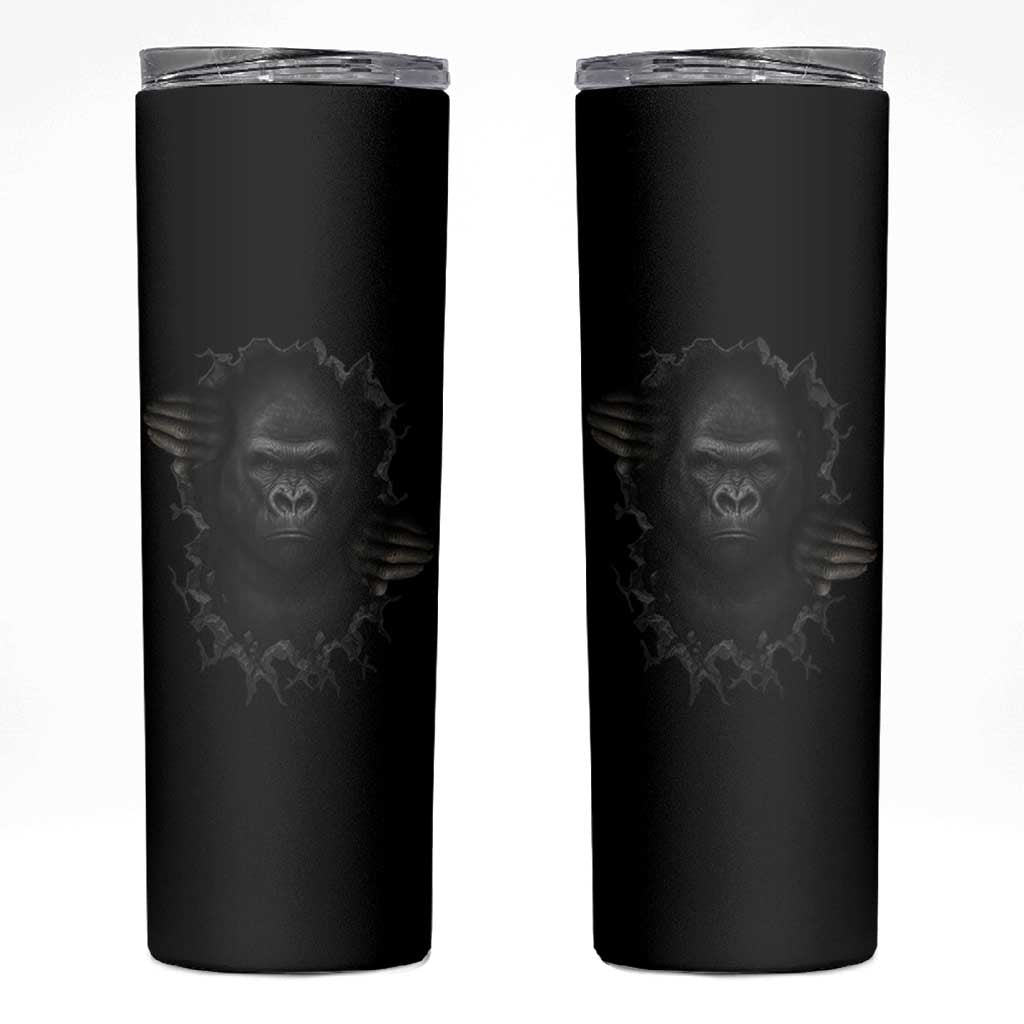 Angry Gorilla Face On Cracked Wall Skinny Tumbler Animal Lover Gift