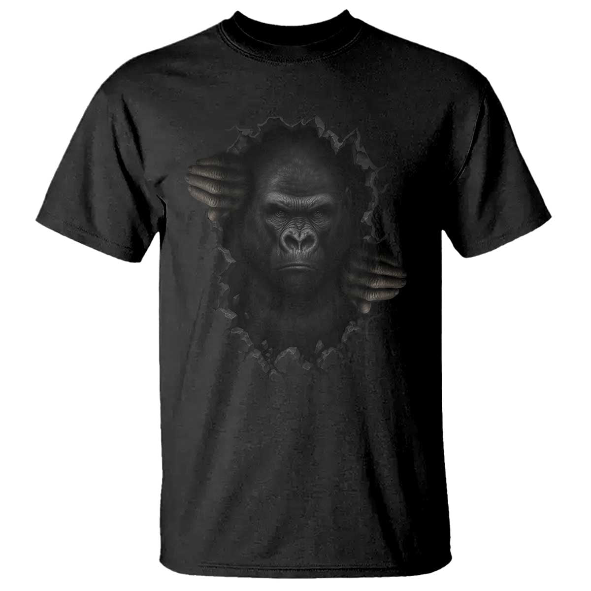 Angry Gorilla Face On Cracked Wall T Shirt Animal Lover Gift - Wonder Print Shop