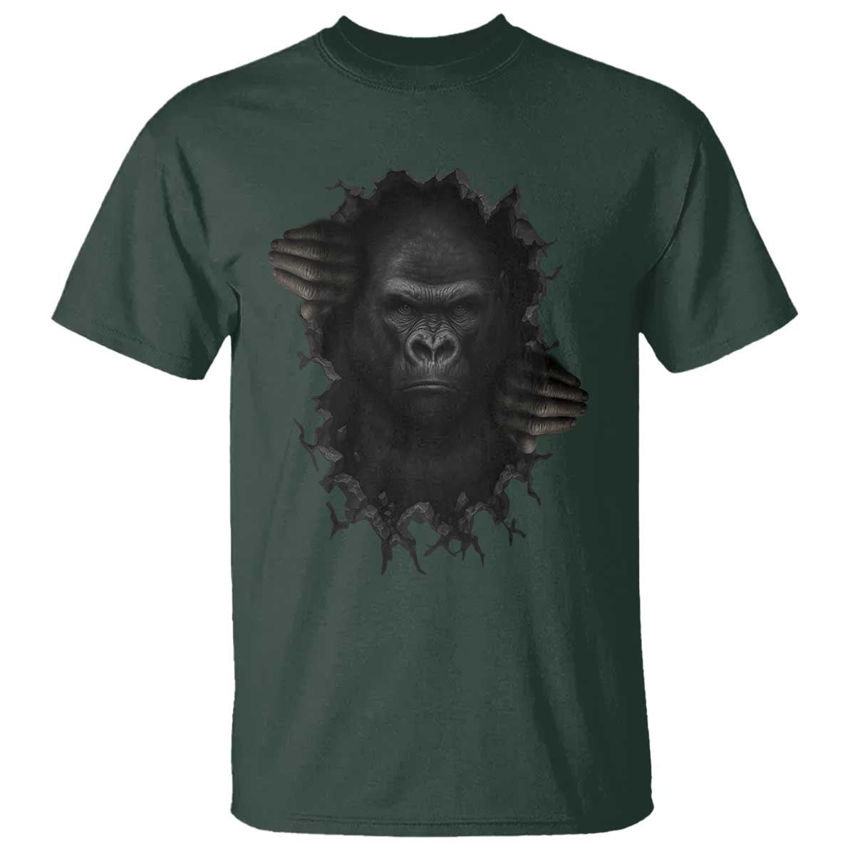 Angry Gorilla Face On Cracked Wall T Shirt Animal Lover Gift - Wonder Print Shop