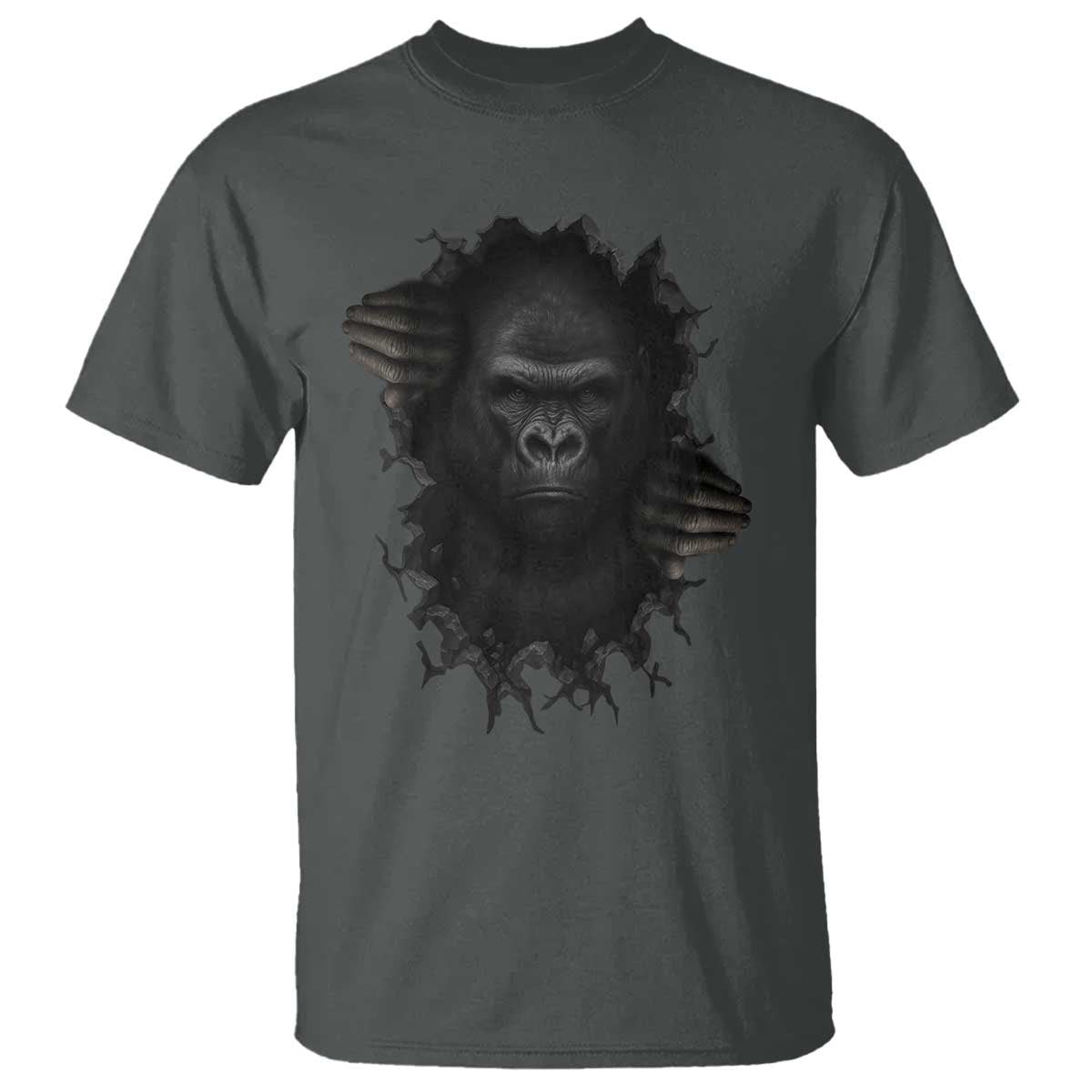 Angry Gorilla Face On Cracked Wall T Shirt Animal Lover Gift - Wonder Print Shop
