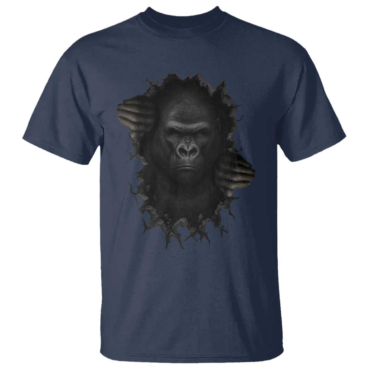 Angry Gorilla Face On Cracked Wall T Shirt Animal Lover Gift - Wonder Print Shop