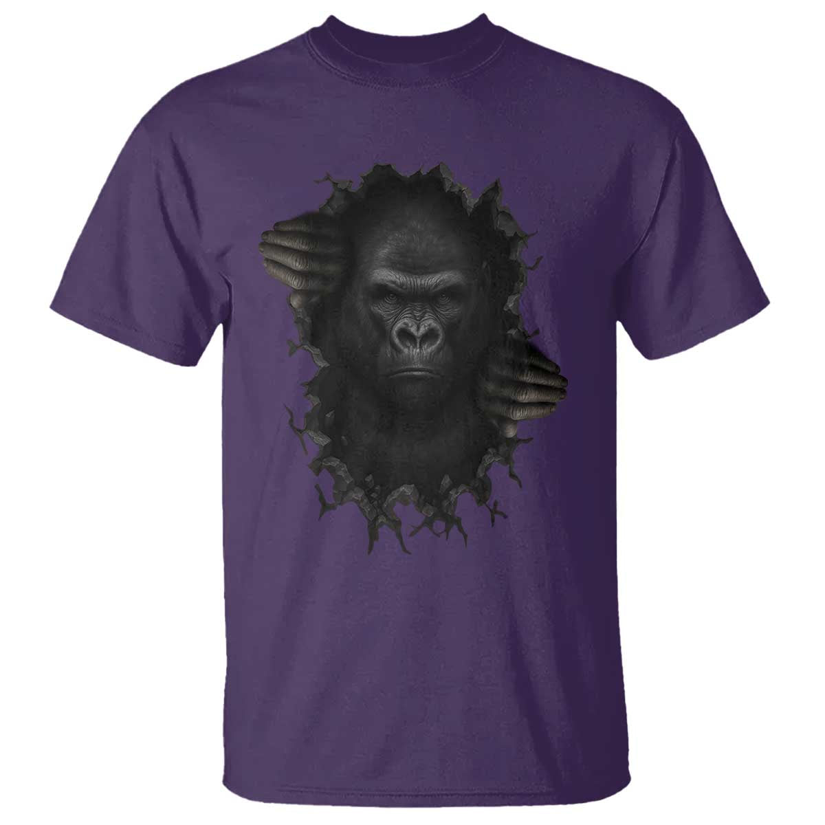Angry Gorilla Face On Cracked Wall T Shirt Animal Lover Gift - Wonder Print Shop