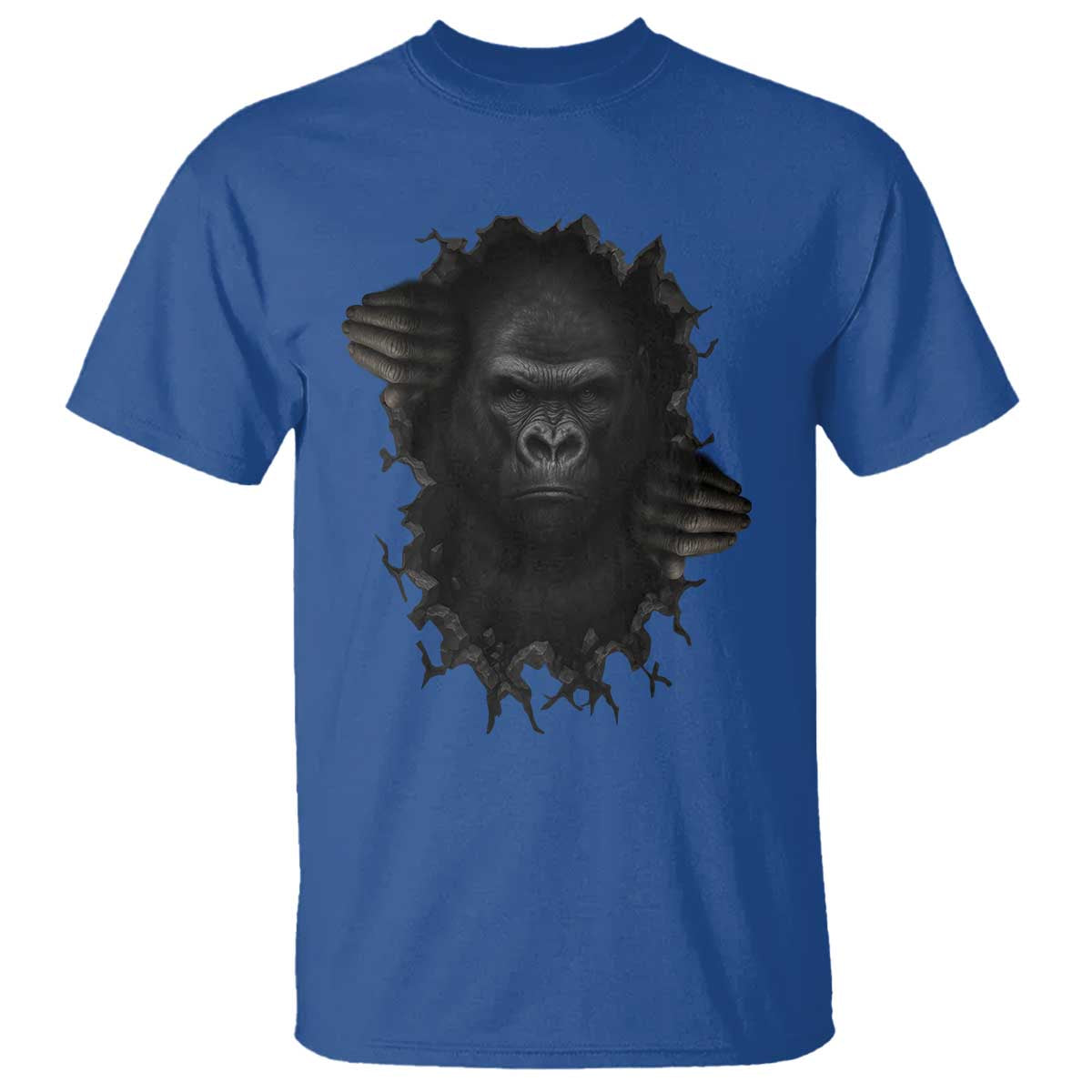 Angry Gorilla Face On Cracked Wall T Shirt Animal Lover Gift - Wonder Print Shop