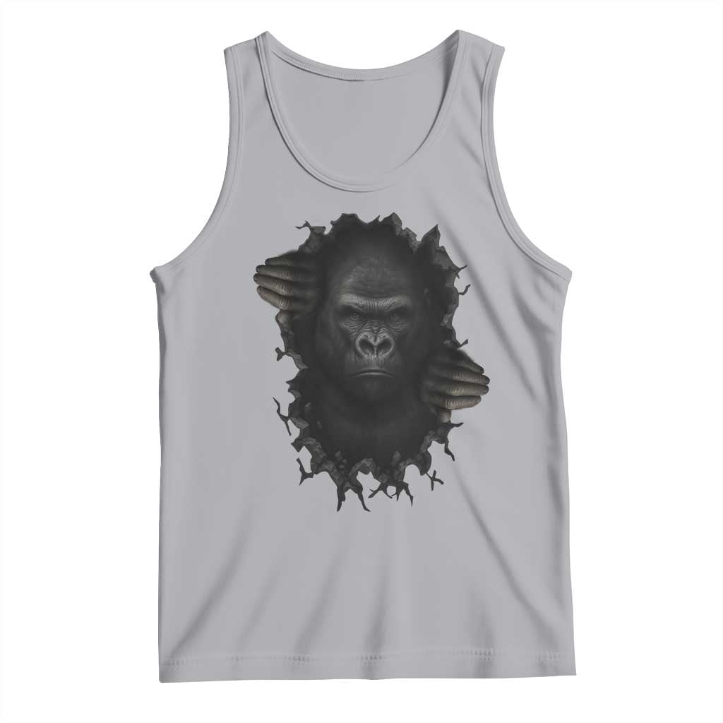 Angry Gorilla Face On Cracked Wall Tank Top Animal Lover Gift - Wonder Print Shop