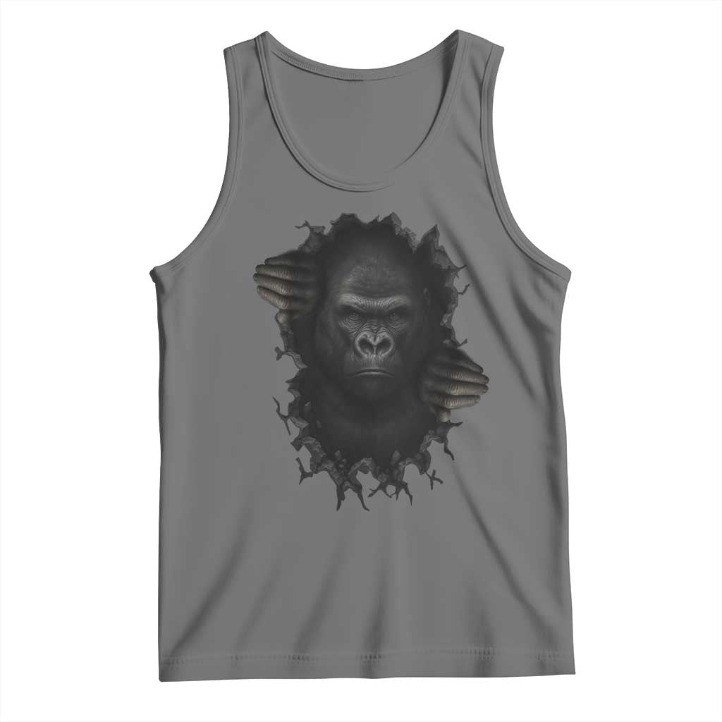 Angry Gorilla Face On Cracked Wall Tank Top Animal Lover Gift - Wonder Print Shop