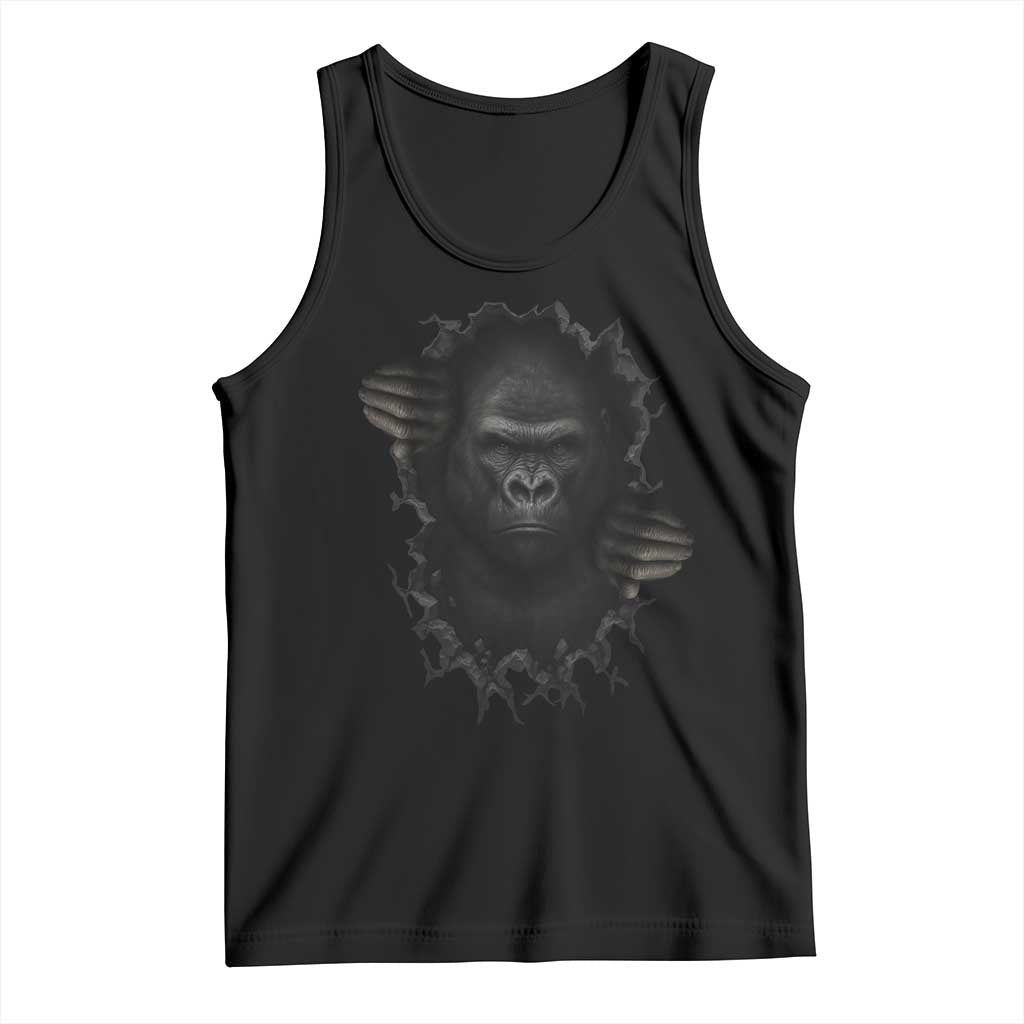 Angry Gorilla Face On Cracked Wall Tank Top Animal Lover Gift - Wonder Print Shop