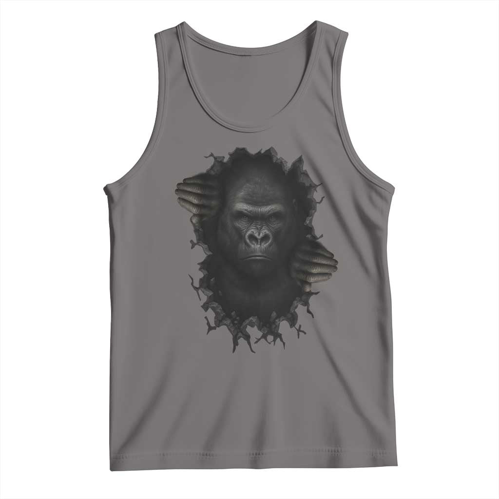 Angry Gorilla Face On Cracked Wall Tank Top Animal Lover Gift - Wonder Print Shop