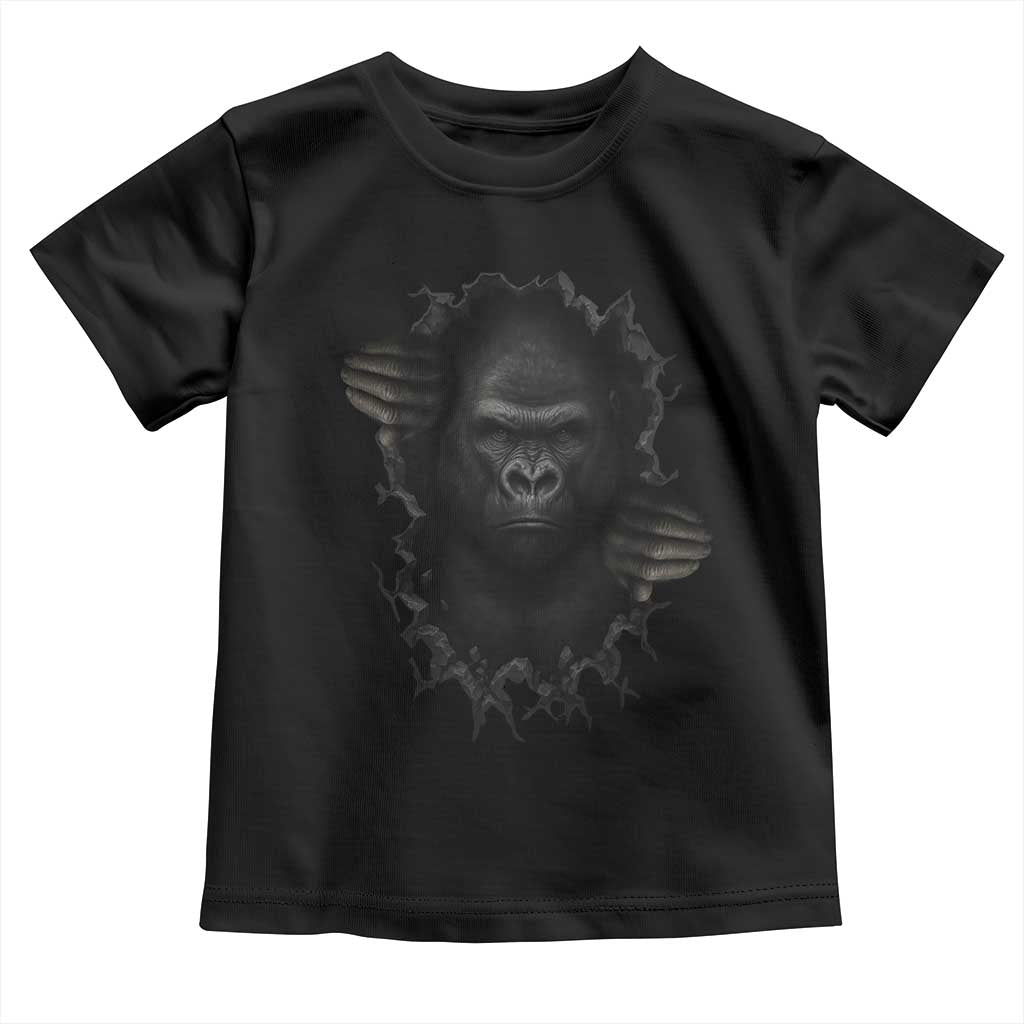 Angry Gorilla Face On Cracked Wall Toddler T Shirt Animal Lover Gift - Wonder Print Shop