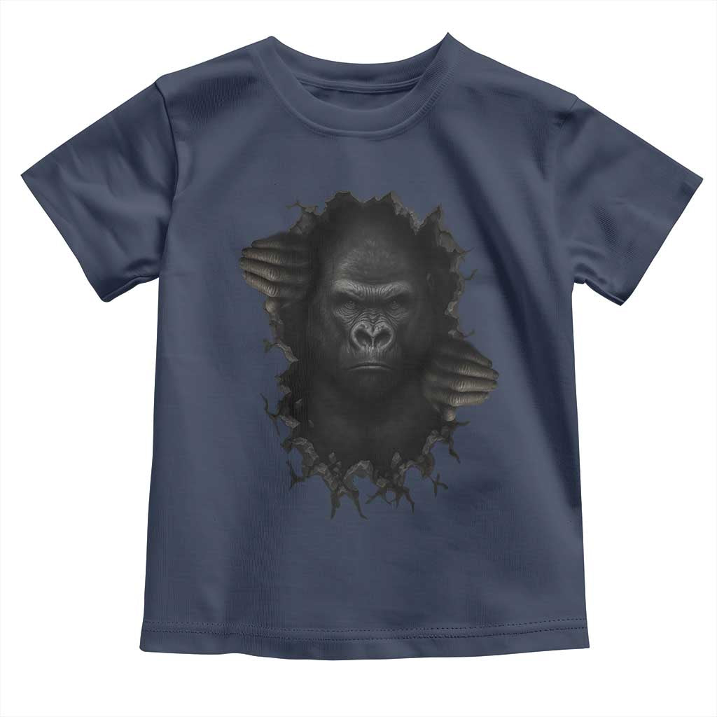 Angry Gorilla Face On Cracked Wall Toddler T Shirt Animal Lover Gift - Wonder Print Shop