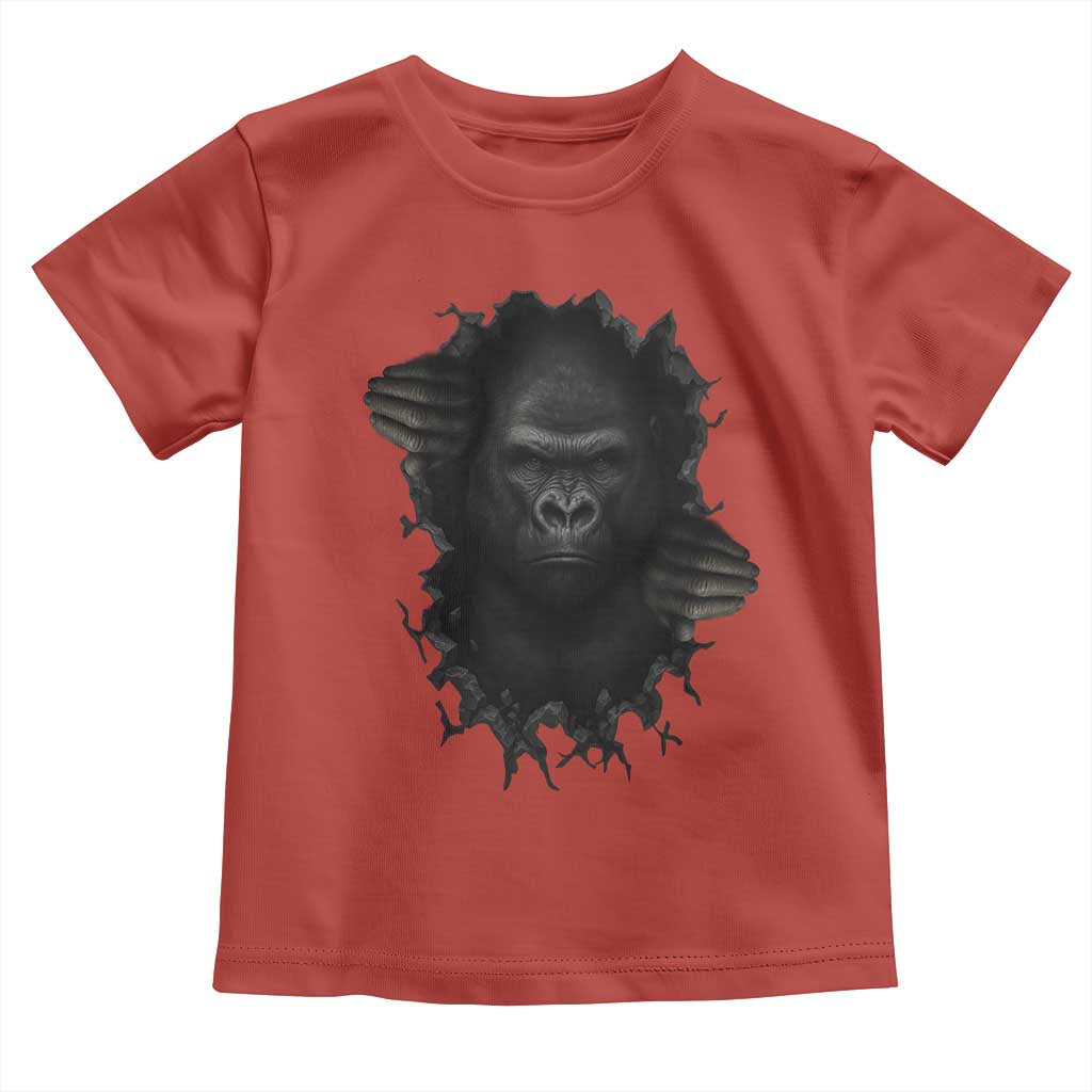 Angry Gorilla Face On Cracked Wall Toddler T Shirt Animal Lover Gift - Wonder Print Shop