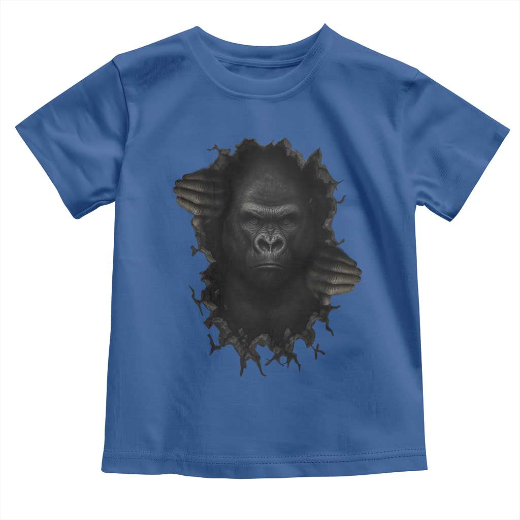 Angry Gorilla Face On Cracked Wall Toddler T Shirt Animal Lover Gift - Wonder Print Shop