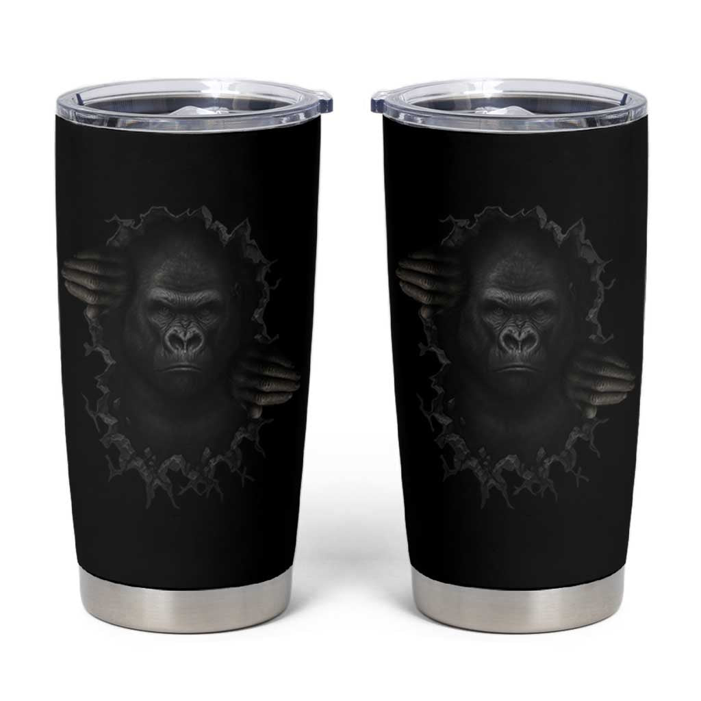 Angry Gorilla Face On Cracked Wall Tumbler Cup Animal Lover Gift