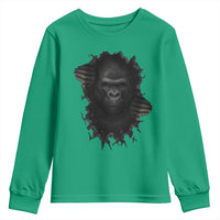 Angry Gorilla Face On Cracked Wall Youth Sweatshirt Animal Lover Gift - Wonder Print Shop
