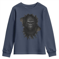 Angry Gorilla Face On Cracked Wall Youth Sweatshirt Animal Lover Gift - Wonder Print Shop