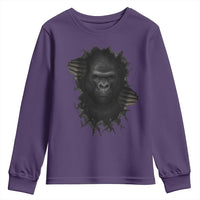 Angry Gorilla Face On Cracked Wall Youth Sweatshirt Animal Lover Gift - Wonder Print Shop
