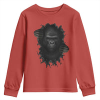 Angry Gorilla Face On Cracked Wall Youth Sweatshirt Animal Lover Gift - Wonder Print Shop