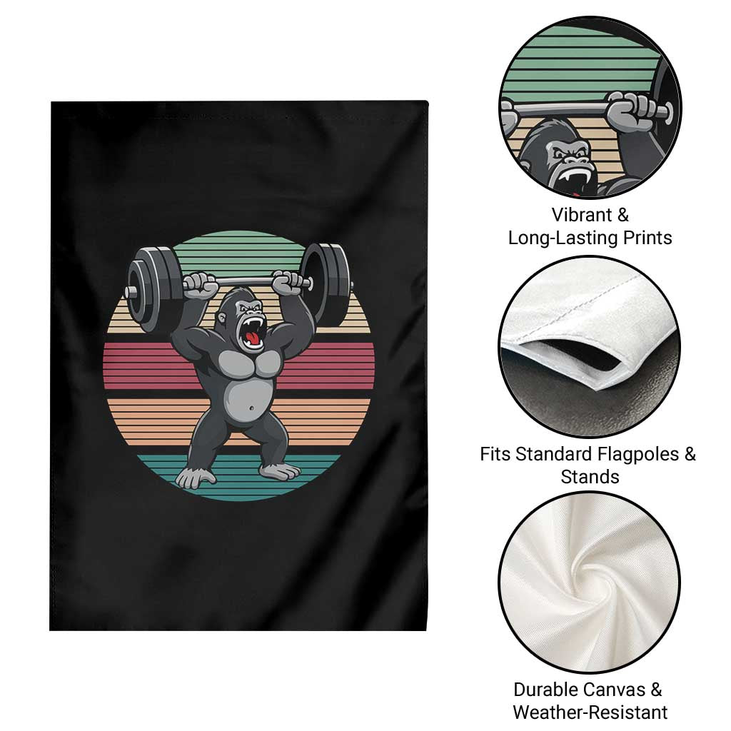 Fitness Lover Gift Garden Flag Powerlifting Gorilla Strength - Wonder Print Shop