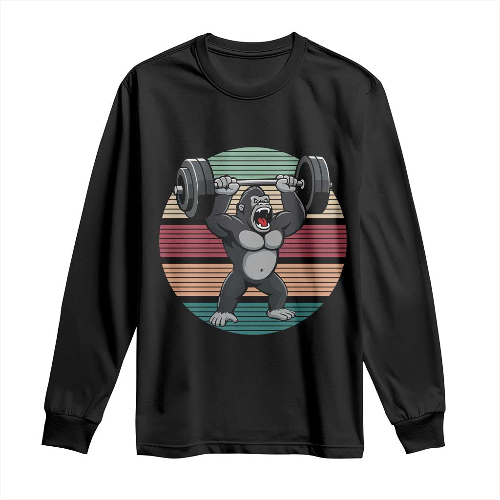 Fitness Lover Gift Long Sleeve Shirt Powerlifting Gorilla Strength - Wonder Print Shop