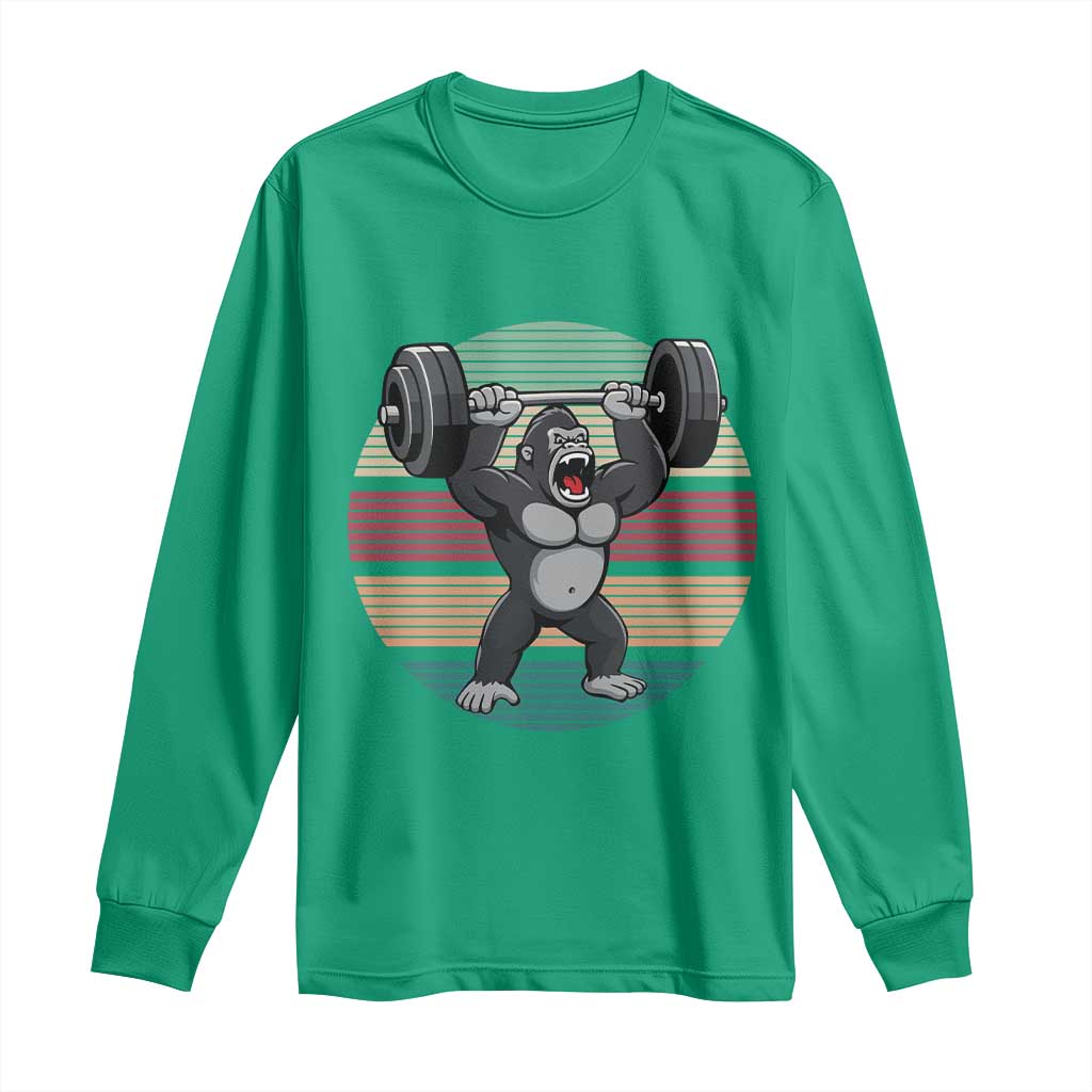 Fitness Lover Gift Long Sleeve Shirt Powerlifting Gorilla Strength - Wonder Print Shop