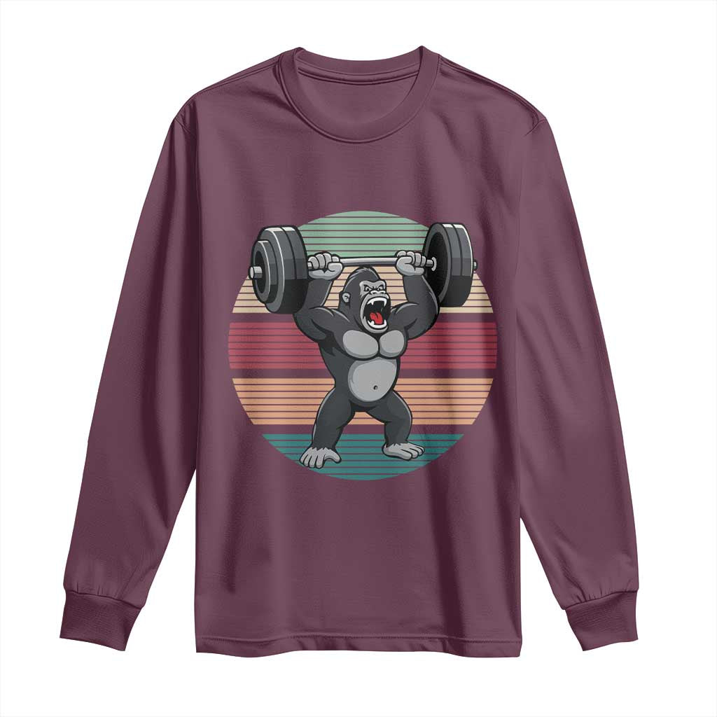 Fitness Lover Gift Long Sleeve Shirt Powerlifting Gorilla Strength - Wonder Print Shop