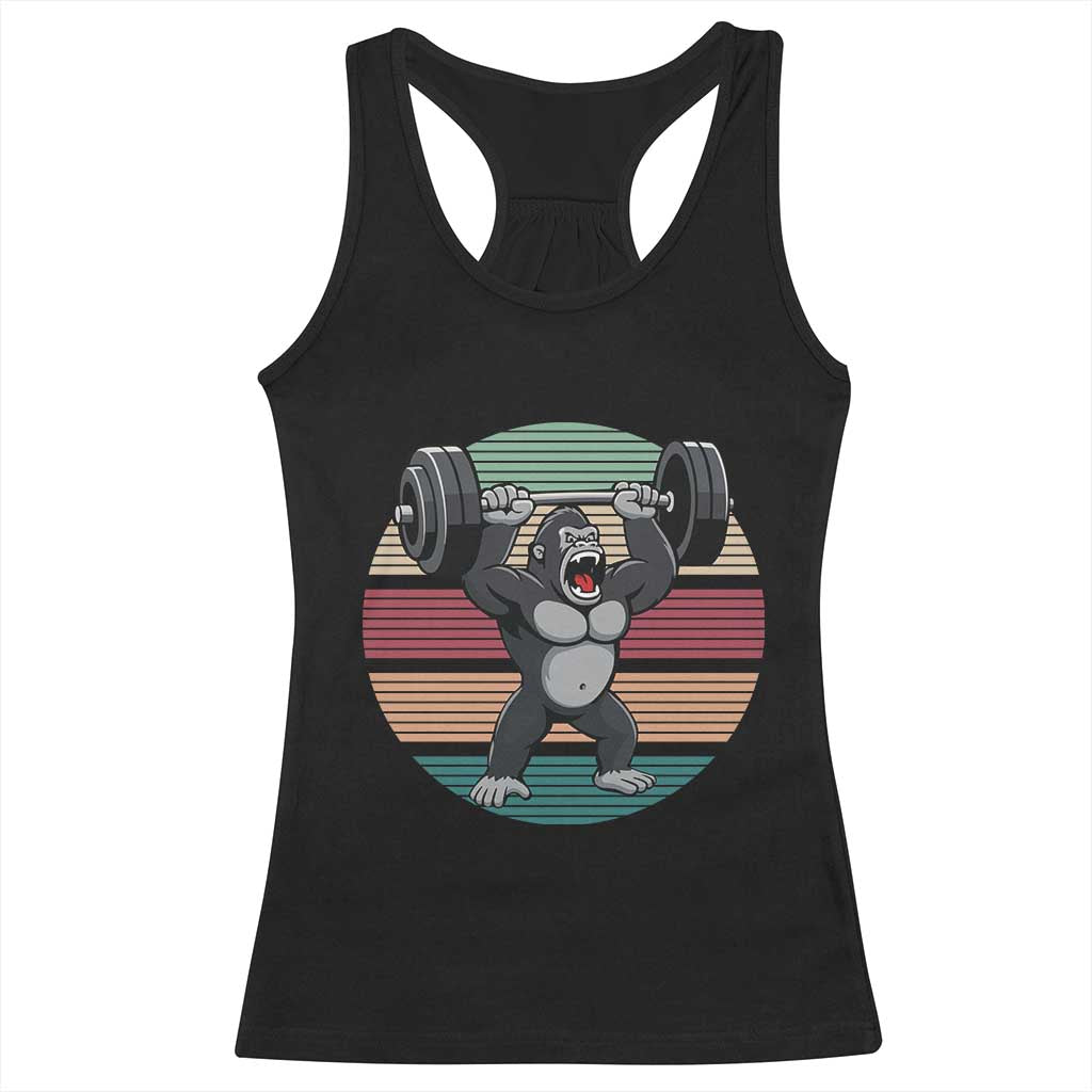 Fitness Lover Gift Racerback Tank Top Powerlifting Gorilla Strength - Wonder Print Shop