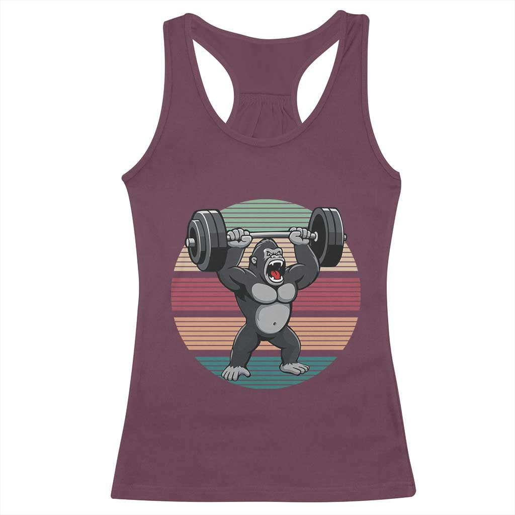 Fitness Lover Gift Racerback Tank Top Powerlifting Gorilla Strength - Wonder Print Shop