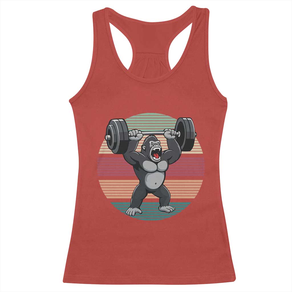 Fitness Lover Gift Racerback Tank Top Powerlifting Gorilla Strength - Wonder Print Shop