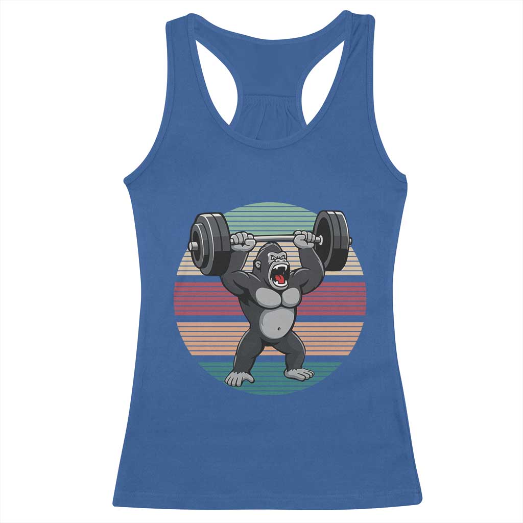 Fitness Lover Gift Racerback Tank Top Powerlifting Gorilla Strength - Wonder Print Shop
