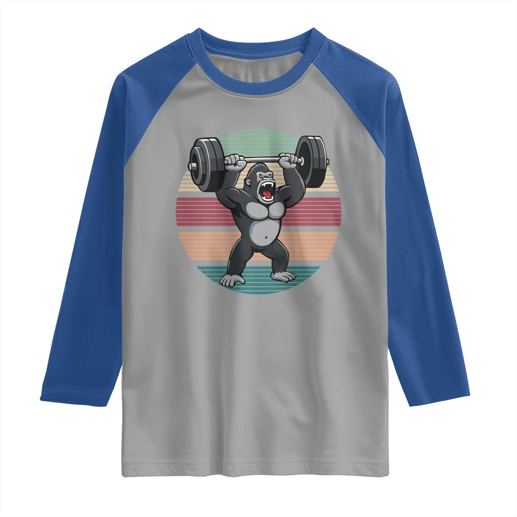 Fitness Lover Gift Raglan Shirt Powerlifting Gorilla Strength - Wonder Print Shop