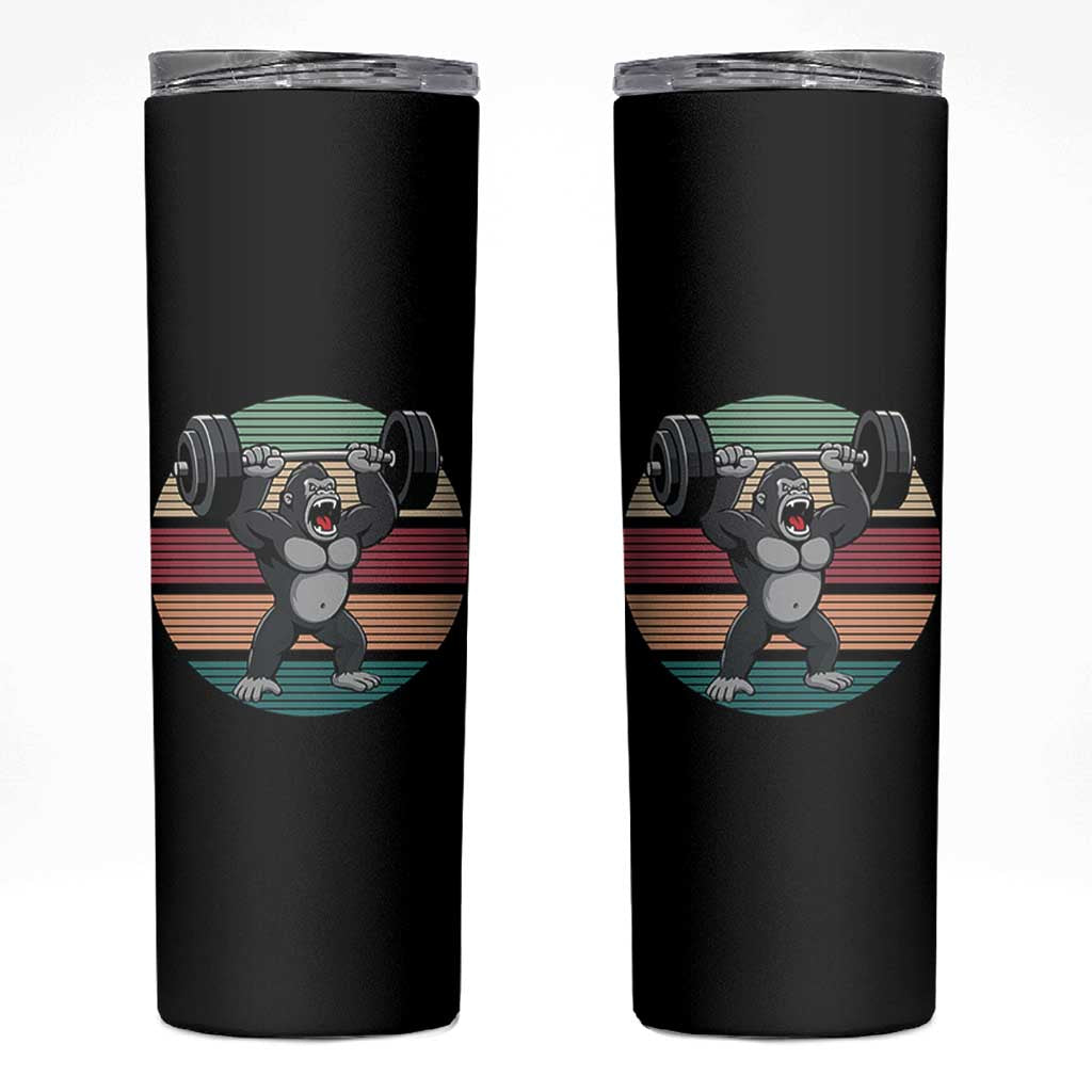 Fitness Lover Gift Skinny Tumbler Powerlifting Gorilla Strength