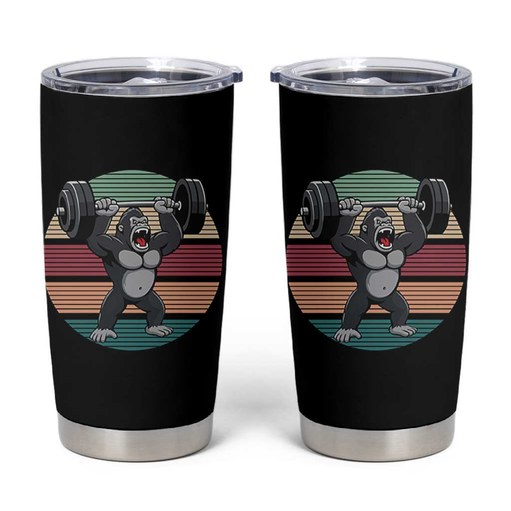 Fitness Lover Gift Tumbler Cup Powerlifting Gorilla Strength