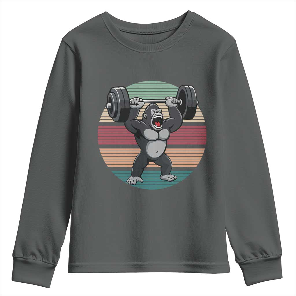 Fitness Lover Gift Youth Sweatshirt Powerlifting Gorilla Strength - Wonder Print Shop