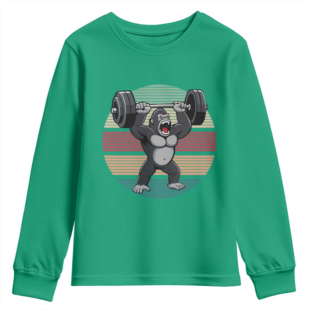 Fitness Lover Gift Youth Sweatshirt Powerlifting Gorilla Strength - Wonder Print Shop