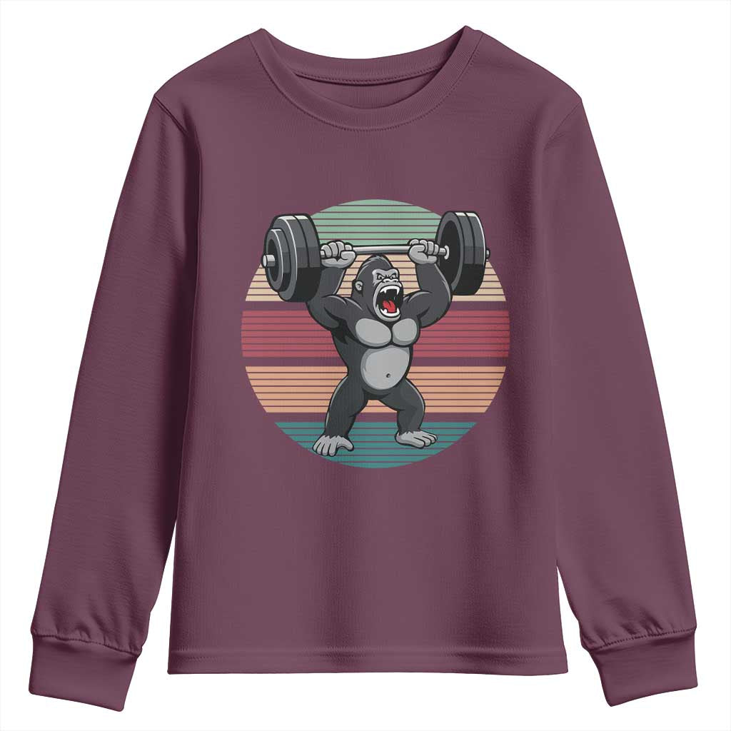 Fitness Lover Gift Youth Sweatshirt Powerlifting Gorilla Strength - Wonder Print Shop