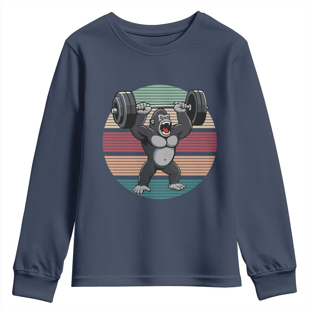 Fitness Lover Gift Youth Sweatshirt Powerlifting Gorilla Strength - Wonder Print Shop