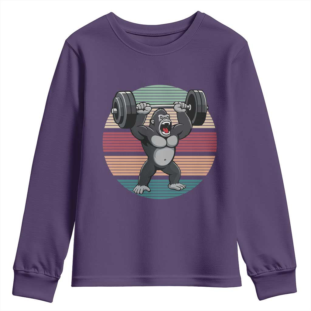 Fitness Lover Gift Youth Sweatshirt Powerlifting Gorilla Strength - Wonder Print Shop